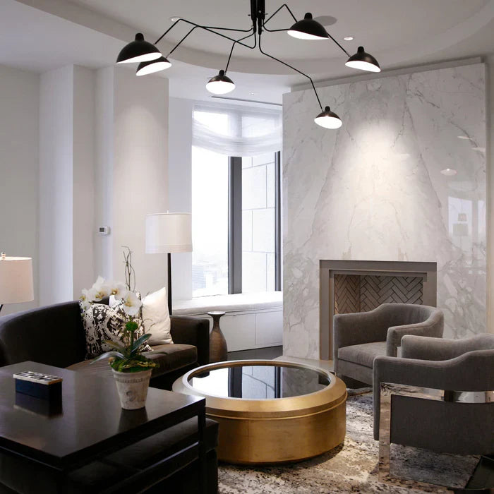 Black Ceiling Light with Rotating Arms – Modern Adjustable Chandelier