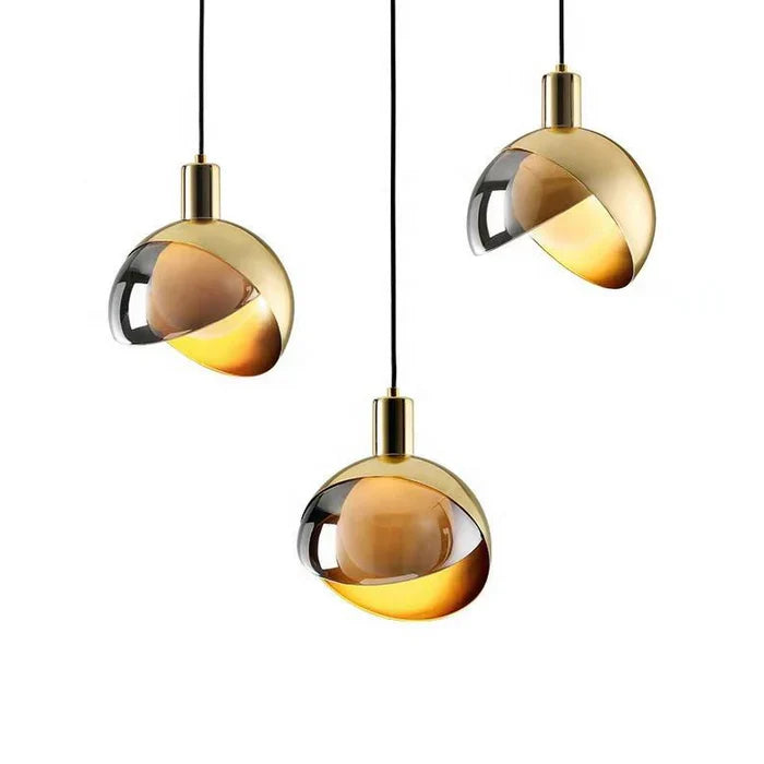 Modern LED Pendant Light with Smoked Glass Globe Shade