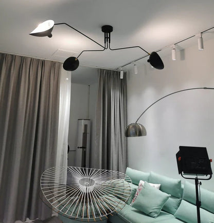 Black Ceiling Light with Rotating Arms – Modern Adjustable Chandelier