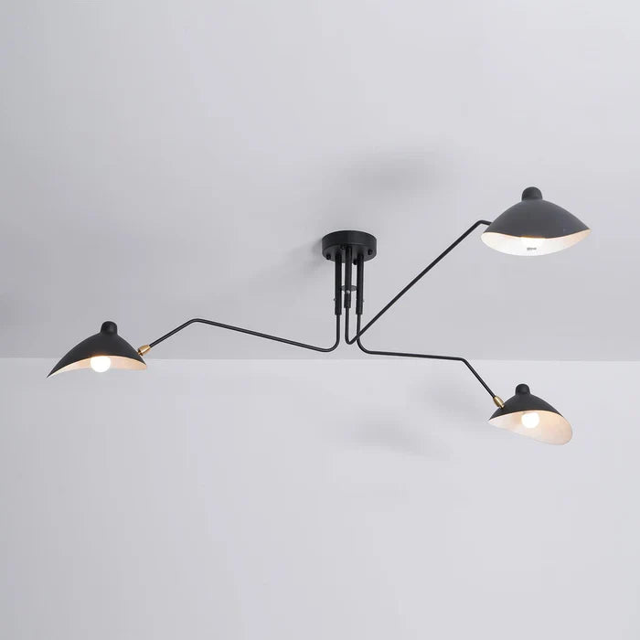Black Ceiling Light with Rotating Arms – Modern Adjustable Chandelier