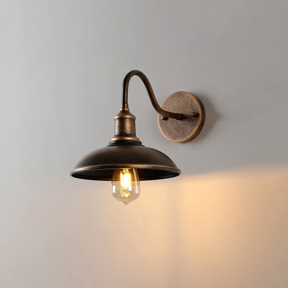 Rustic Bowl Gooseneck Metal Outdoor Wall Light - Arrielight