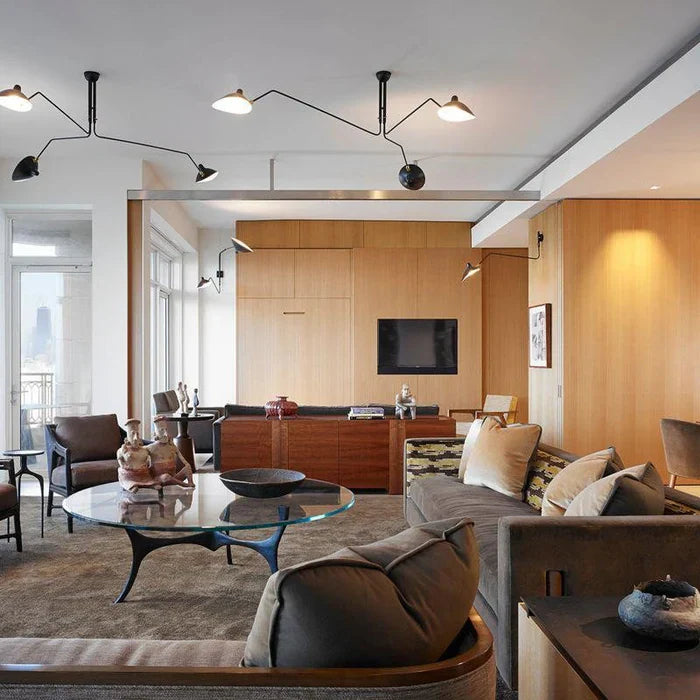Black Ceiling Light with Rotating Arms – Modern Adjustable Chandelier