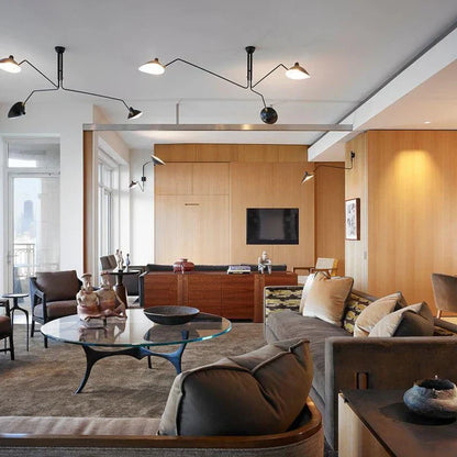 Black Ceiling Light with Rotating Arms – Modern Adjustable Chandelier