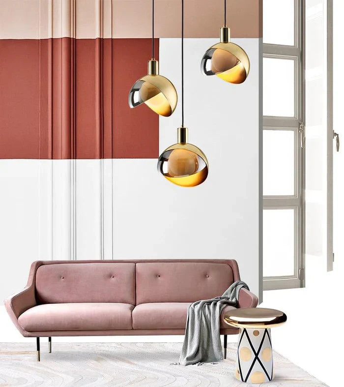 Modern LED Pendant Light with Smoked Glass Globe Shade