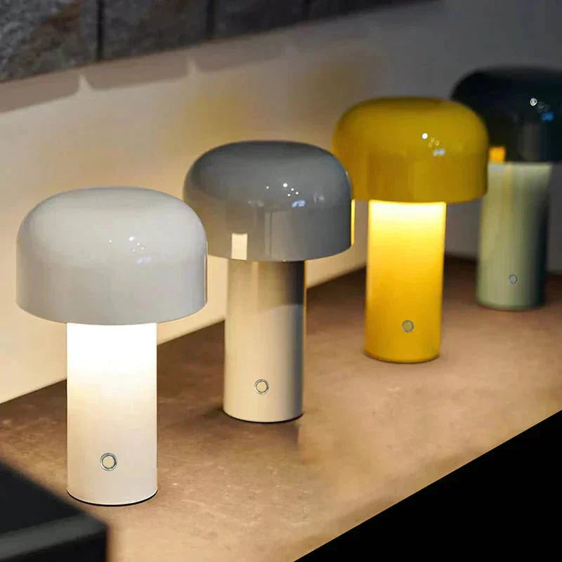 Mushroom LED Table Lamp – Portable, Rechargeable & Touch Control