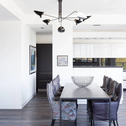 Black Ceiling Light with Rotating Arms – Modern Adjustable Chandelier