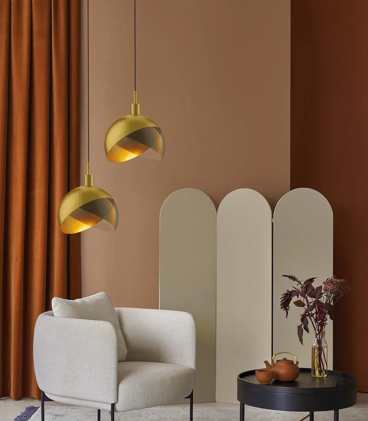 Modern LED Pendant Light with Smoked Glass Globe Shade