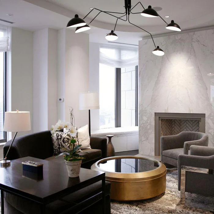 Black Ceiling Light with Rotating Arms – Modern Adjustable Chandelier