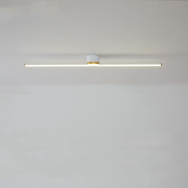 Slim Linear Bar Flush Ceiling Light with Gold Detail - Arrielight