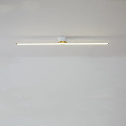 Slim Linear Bar Flush Ceiling Light with Gold Detail - Arrielight