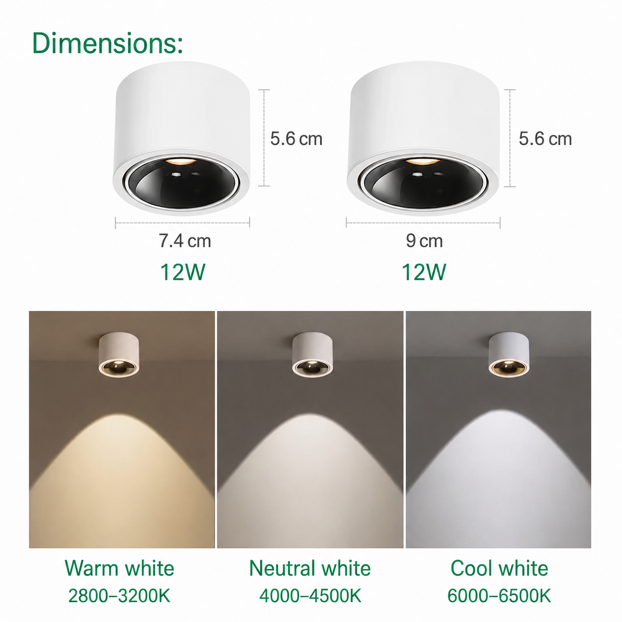 LED Surface-Mounted Ceiling Spotlight – Adjustable Angle, Modern Downlight