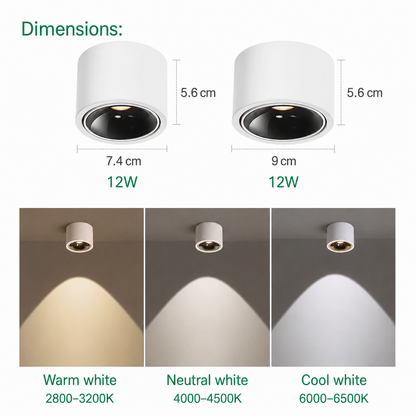 LED Surface-Mounted Ceiling Spotlight – Adjustable Angle, Modern Downlight