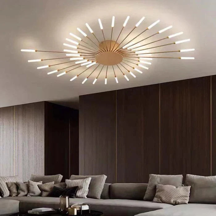 Modern LED Ceiling Chandelier – Minimalist Sunburst-Inspired Design