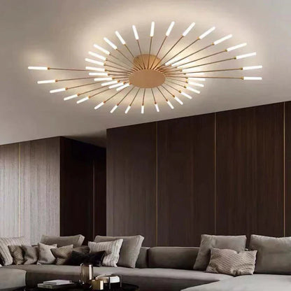 Modern LED Ceiling Chandelier – Minimalist Sunburst-Inspired Design