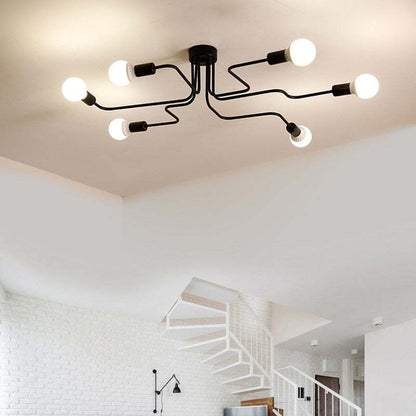 Industrial Metal Sputnik Flush Ceiling Light - Arrielight