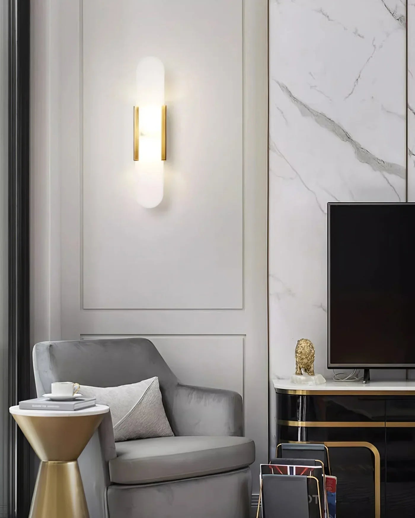 Marble Wall Light with Gold Details