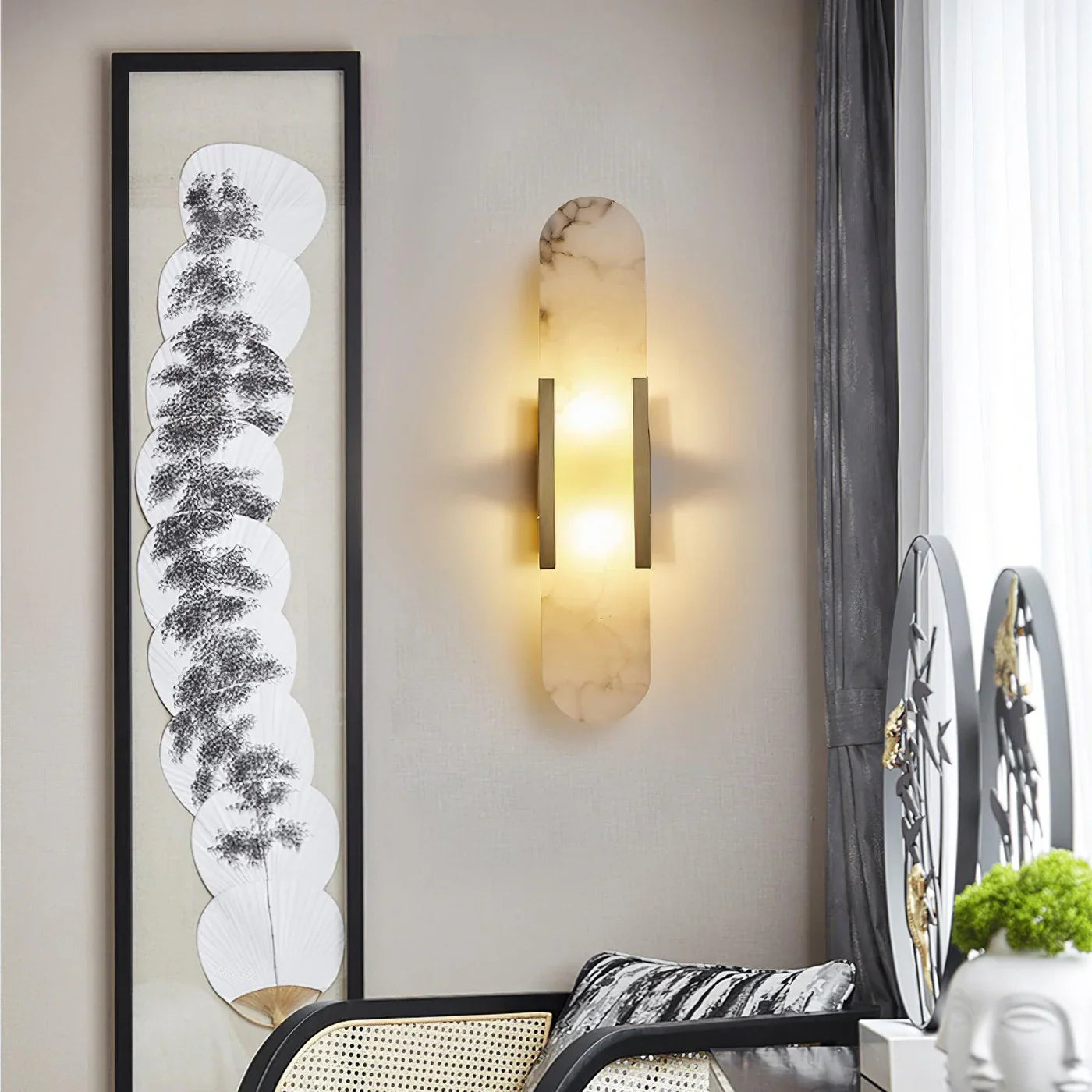 Marble Wall Light with Gold Details