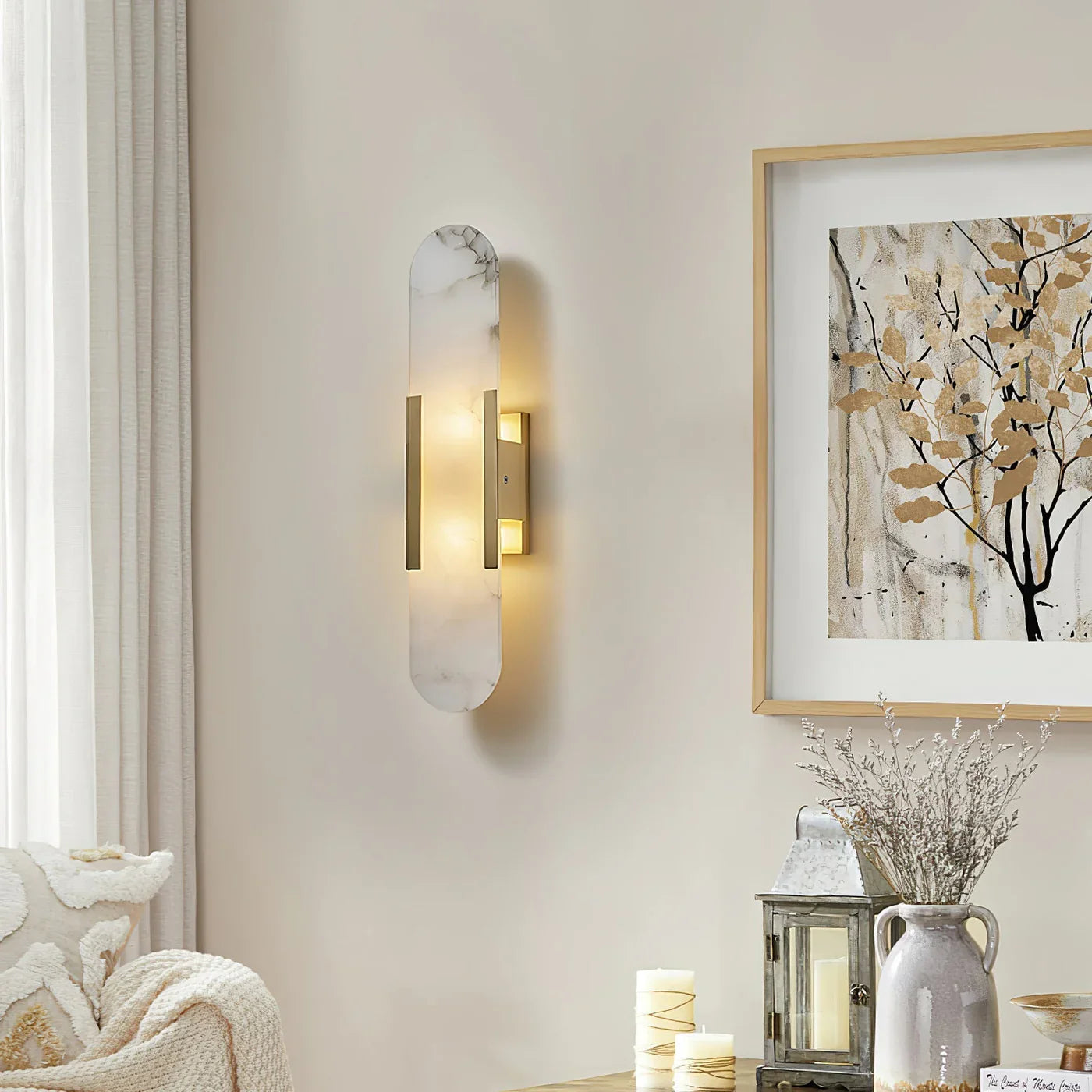 Marble Wall Light with Gold Details
