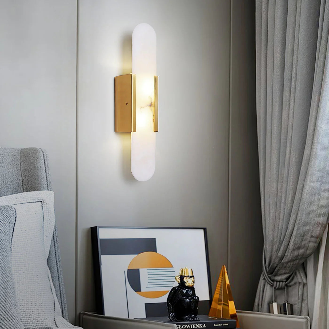 Marble Wall Light with Gold Details