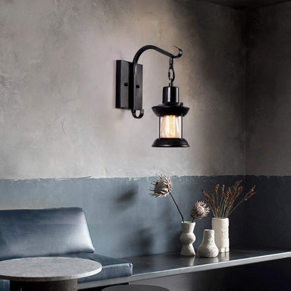 Hanging Lantern Wall Light with Glass Shade - Arrielight
