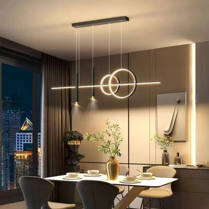 Modern LED Pendant Light – Geometric Design Ceiling Lighting for Living Room and Dining Area