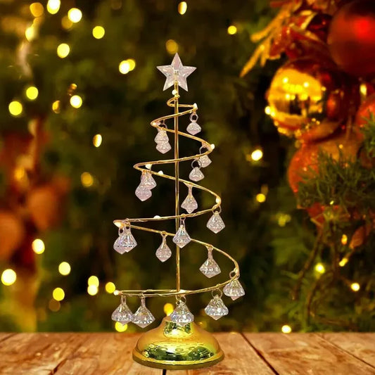 LED Decorative Christmas Tree with Crystal Accents & Gold Base