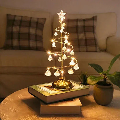LED Decorative Christmas Tree with Crystal Accents & Gold Base