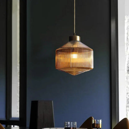 Elegant Glass Pendant Light with Ribbed Shade