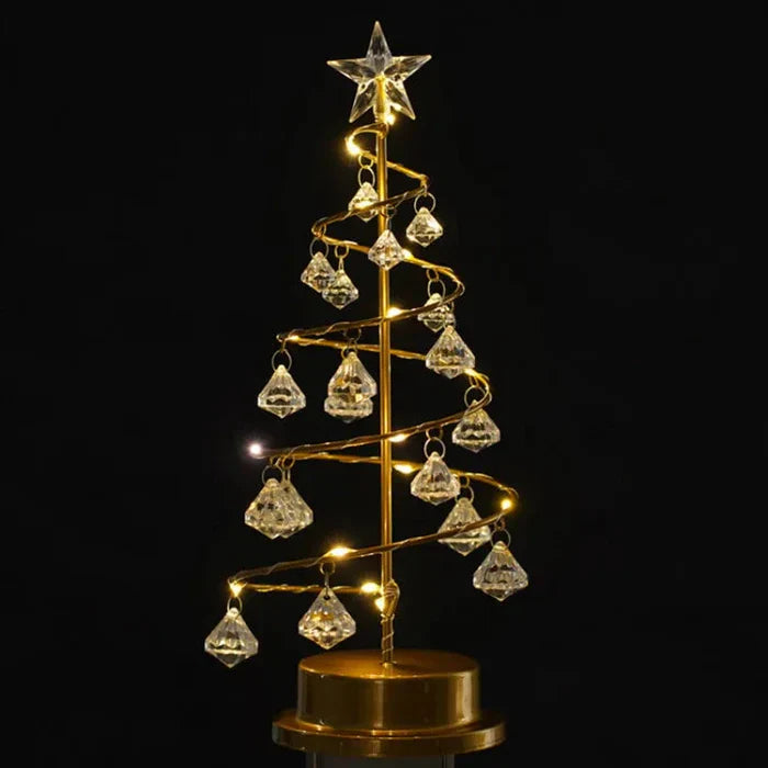 LED Decorative Christmas Tree with Crystal Accents & Gold Base
