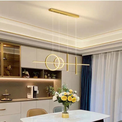 Modern LED Pendant Light – Geometric Design Ceiling Lighting for Living Room and Dining Area