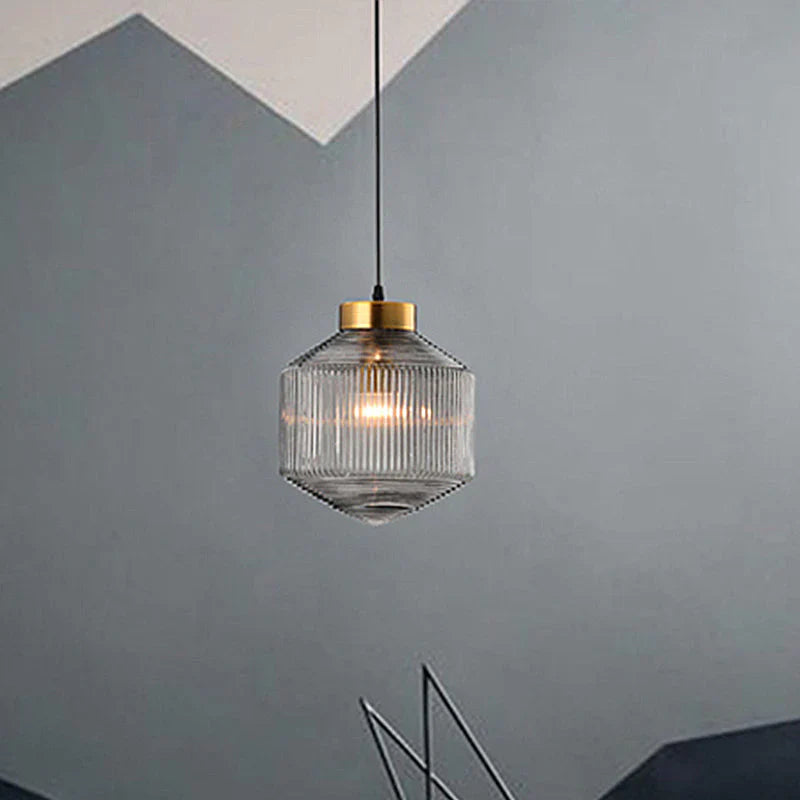 Elegant Glass Pendant Light with Ribbed Shade