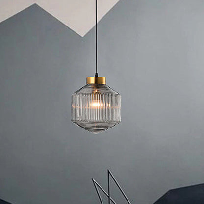 Elegant Glass Pendant Light with Ribbed Shade