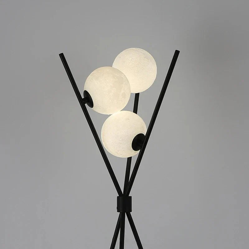 Designer LED Floor & Table Lamp with Moon-Shaped Shades on Tripod Base