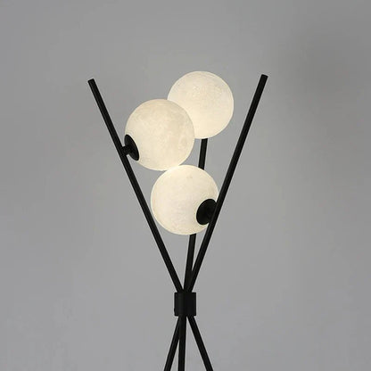 Designer LED Floor & Table Lamp with Moon-Shaped Shades on Tripod Base