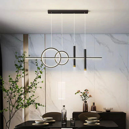 Modern LED Pendant Light – Geometric Design Ceiling Lighting for Living Room and Dining Area