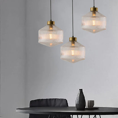 Elegant Glass Pendant Light with Ribbed Shade