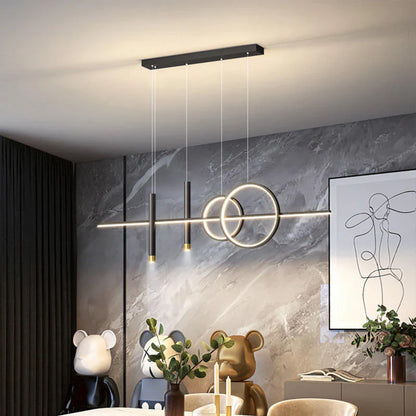 Modern LED Pendant Light – Geometric Design Ceiling Lighting for Living Room and Dining Area