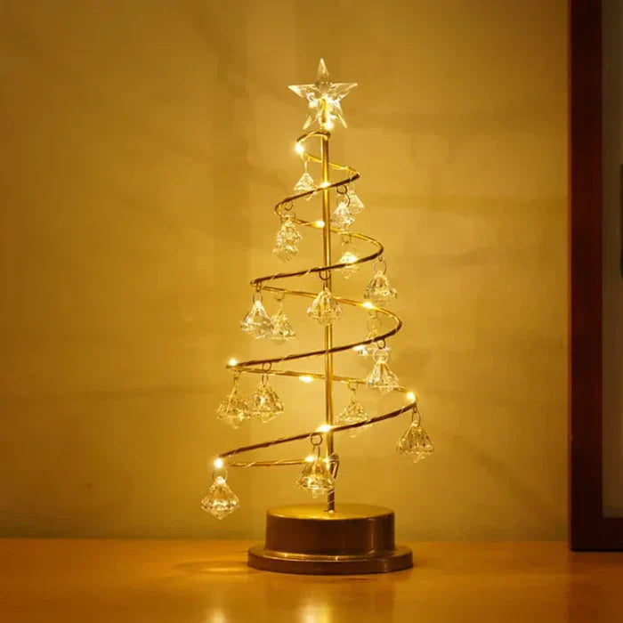 LED Decorative Christmas Tree with Crystal Accents & Gold Base
