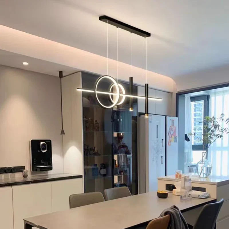 Modern LED Pendant Light – Geometric Design Ceiling Lighting for Living Room and Dining Area