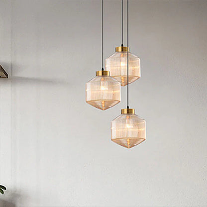Elegant Glass Pendant Light with Ribbed Shade