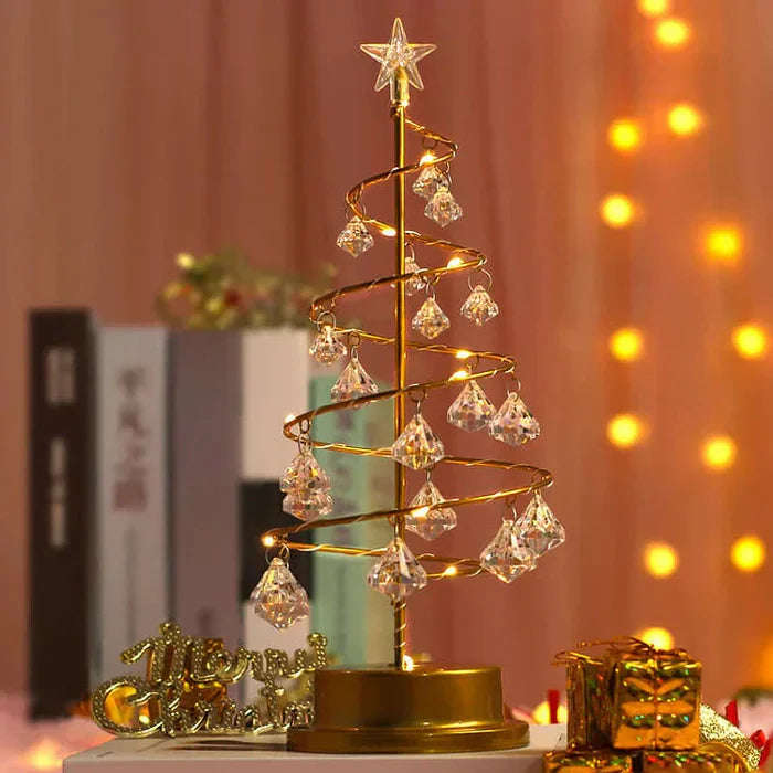 LED Decorative Christmas Tree with Crystal Accents & Gold Base