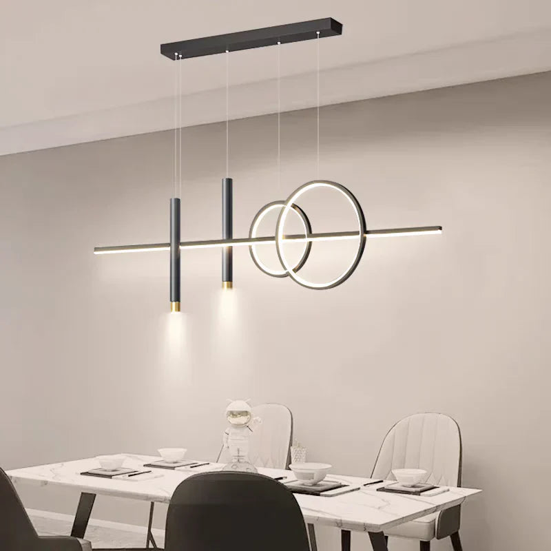 Modern LED Pendant Light – Geometric Design Ceiling Lighting for Living Room and Dining Area