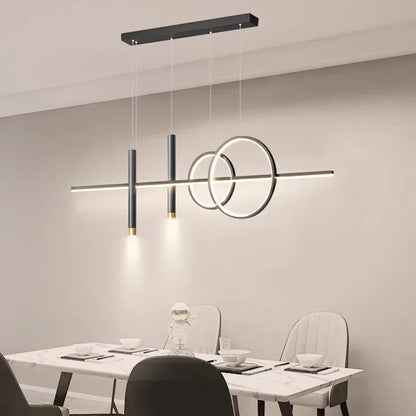 Modern LED Pendant Light – Geometric Design Ceiling Lighting for Living Room and Dining Area