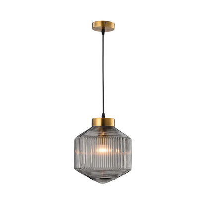 Elegant Glass Pendant Light with Ribbed Shade