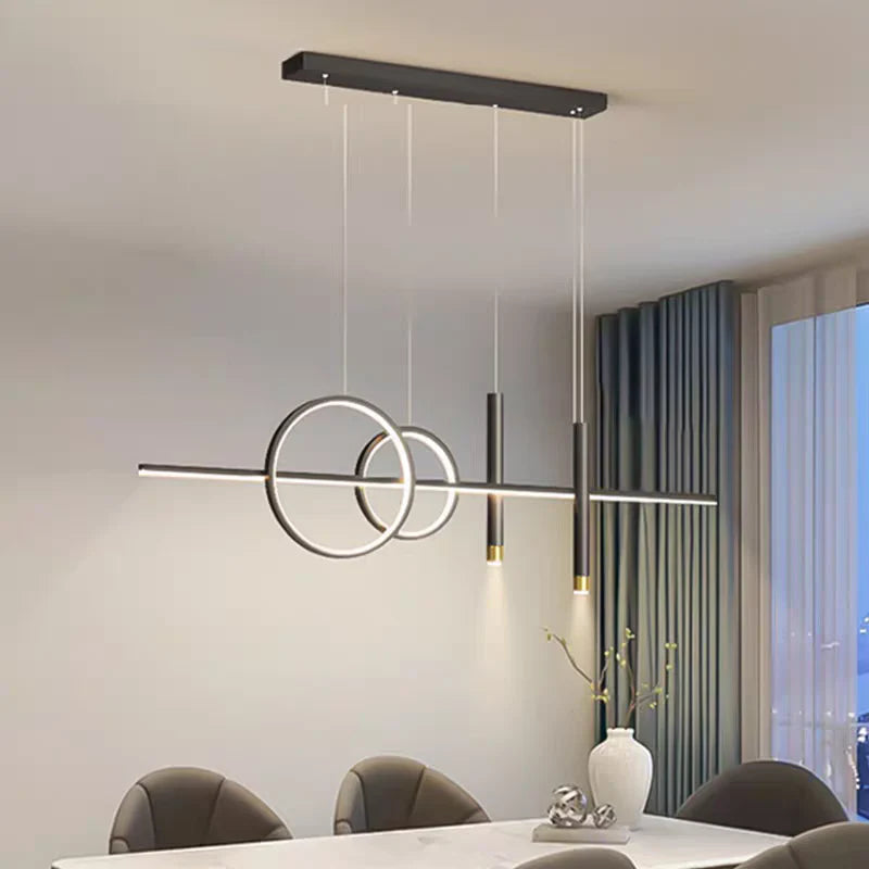 Modern LED Pendant Light – Geometric Design Ceiling Lighting for Living Room and Dining Area