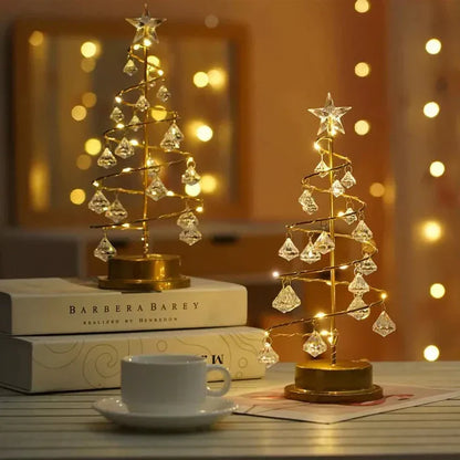 LED Decorative Christmas Tree with Crystal Accents & Gold Base