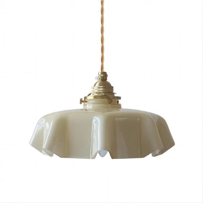 Retro Pendant Lights with Coloured Glass Shades and Brass Finish