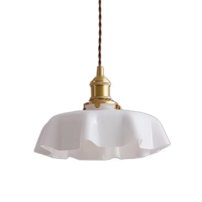 Retro Pendant Lights with Coloured Glass Shades and Brass Finish