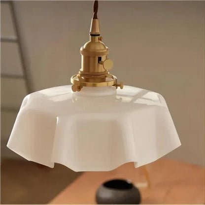 Retro Pendant Lights with Coloured Glass Shades and Brass Finish
