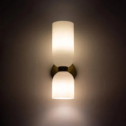 Double Wall Light with Smoked Glass & Gold Finish